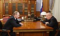 Председатель Правительства Российской Федерации Владимир Путин с секретарём Общественной палаты России и членом Президиума РАН академиком Велиховым, 2010