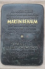 Мемориальная доска Бехайма на месте рождения, Нюрнберг