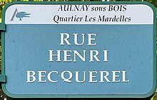 Мемориальная доска на улице Анри Беккереля — Ольне-су-Буа