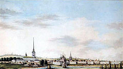 Акварель И.М. Белоногова «Вид Большой мануфактуры со стороны Которосли в конце 1850-х годов»