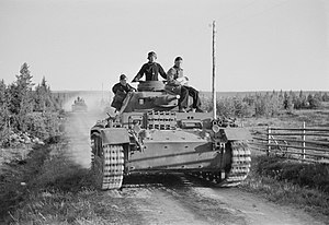 German tanks of Panzerabteilung 40 advancing towards the frontline at Vasonvaara.jpg