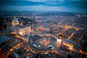 Vatican City and St. Peter Square evening twilight aerial view.jpg