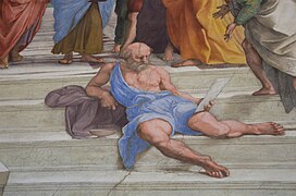 Диоген на фреске Рафаэля «Афинская школа» (1509)