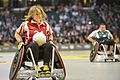 Шон Джонсон на выставочном матче на инвалидных колясках перед матчем "Золотой металл" между США и Данией, 2016