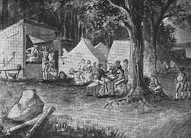 Маркитанты в лагере. Шведская акварель, 1790