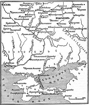 Театр военных действий (карта из статьи «Крымские походы» «Военная энциклопедия Сытина»)