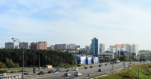 Панорама города Видное. Вид с пешеходного моста над станцией Расторгуево