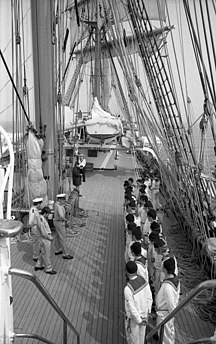 Матросы и курсанты учебного парусного судна «Горх Фок», Германия, Киль. 1948-1949 гг.