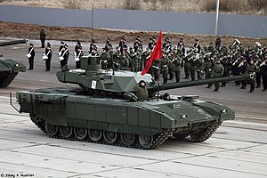 Т-14 «Армата» на репетиции парада Победы на полигоне Алабино, 11 апреля 2016.