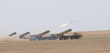 Kuwait BM-30 Smerch launchers are firing, 2021.jpg