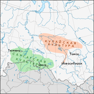 Map of Kulay and Sargat cultures - RU.svg