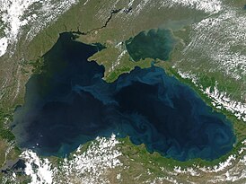 Спутниковая фотосъёмка Чёрного моря со спутника.